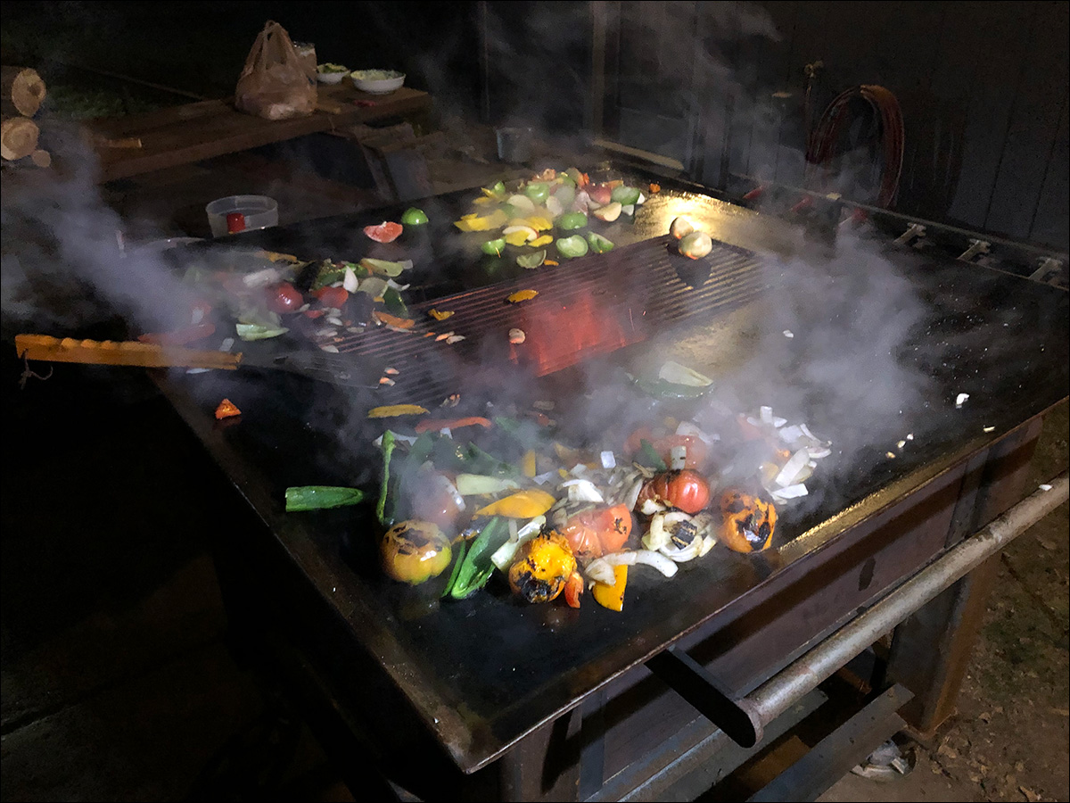 Veggies on the Andrew Parent Peacemaker Grill Flat Top 4x4