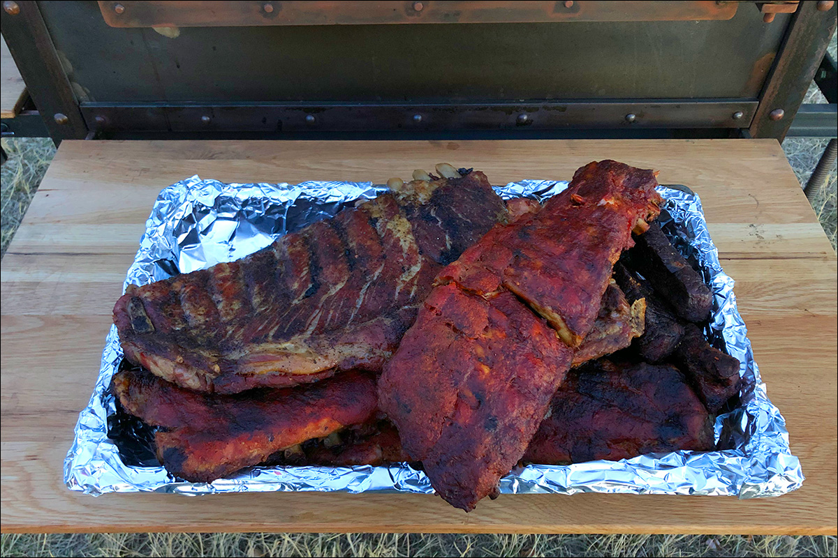 Ribs on the Andrew Parent Peacemaker Grill Yellowstone Cabinet Smoker