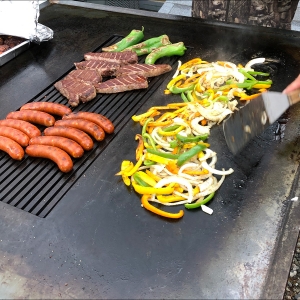 Brats Steaks Veggies on the Peacemaker Grill Andrew Parent