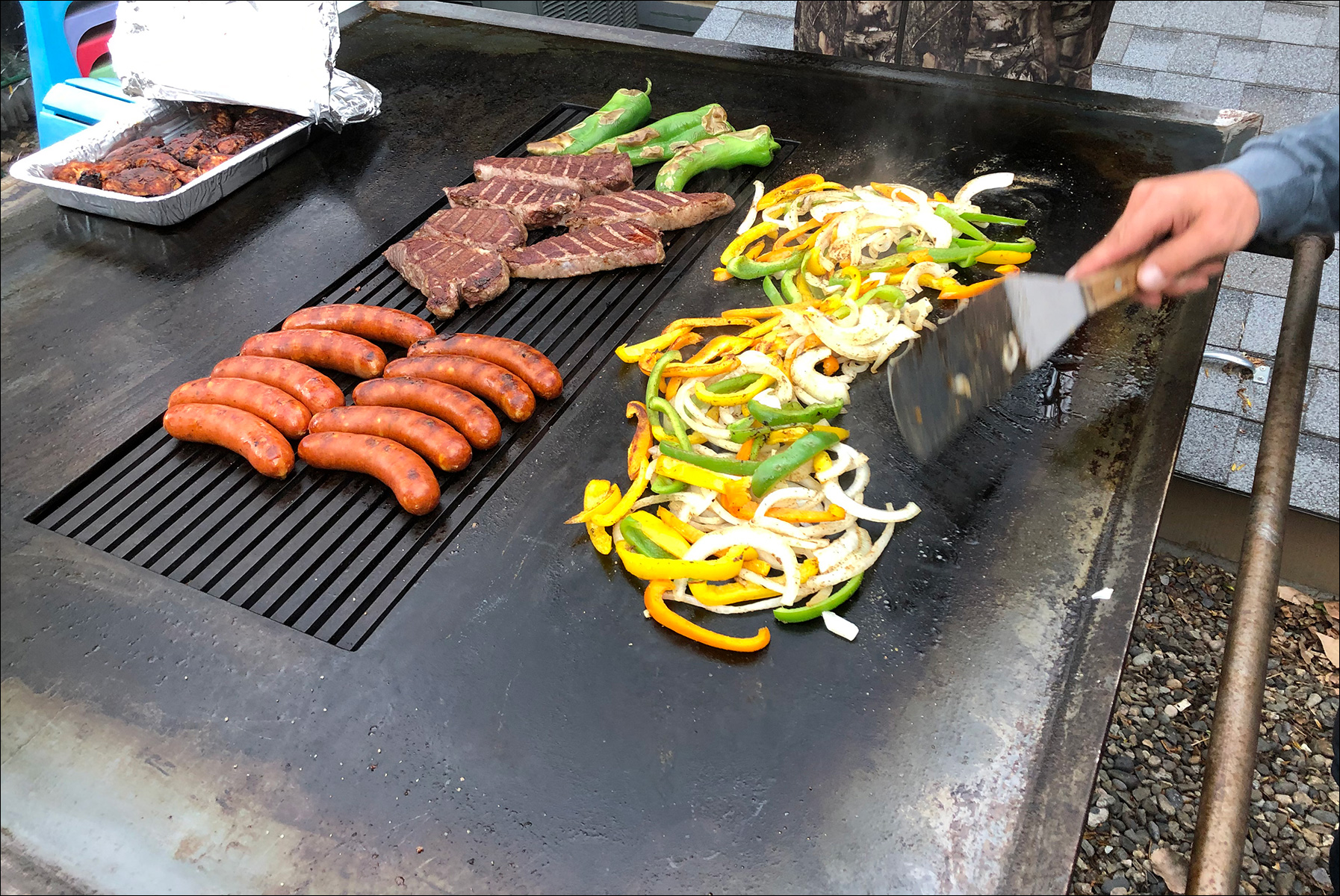 Brats Steaks Veggies on the Peacemaker Grill Andrew Parent