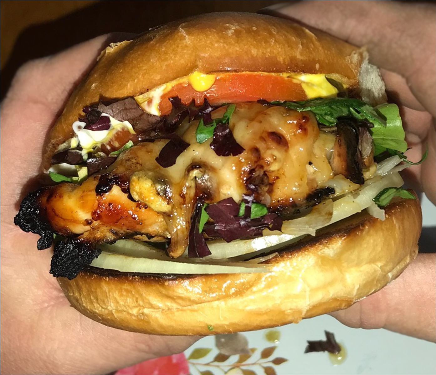 Chicken Burger on a Peacemaker Grill Andrew Parent